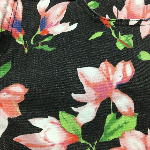 Colour Floral Print Jean Shorts - Picture 2 of 4